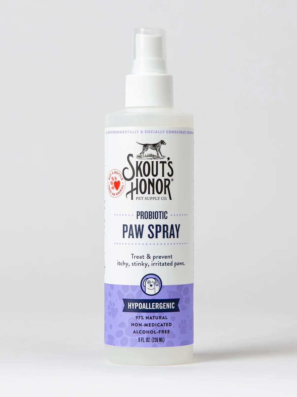 An Image displaying Skout's Honor Probiotic Paw Spray. Now Available on the Pet Friendly's website in the Philippines. Check out our amazing range of products today!
