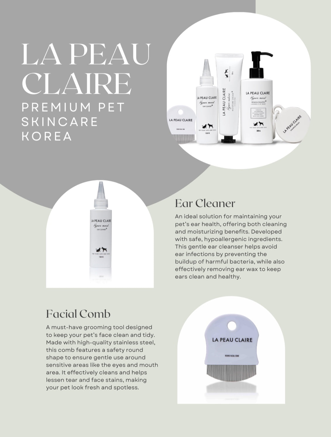 La Peau Claire Premium Pet Skincare from Korea, offering high-quality grooming products for pets with gentle, effective formulas.