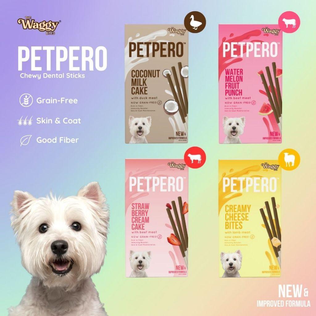 Introducing Waggy Bites Petpero by The Waggy Bites, offering flavors like Coconut, Strawberry, Watermelon, Cheese, and Mixed, enriched with coconut oil for improved Skin & Coat. Suitable for both cats and dogs. Purchase now at Pet Friendly's for delightful dog and cat treats.
