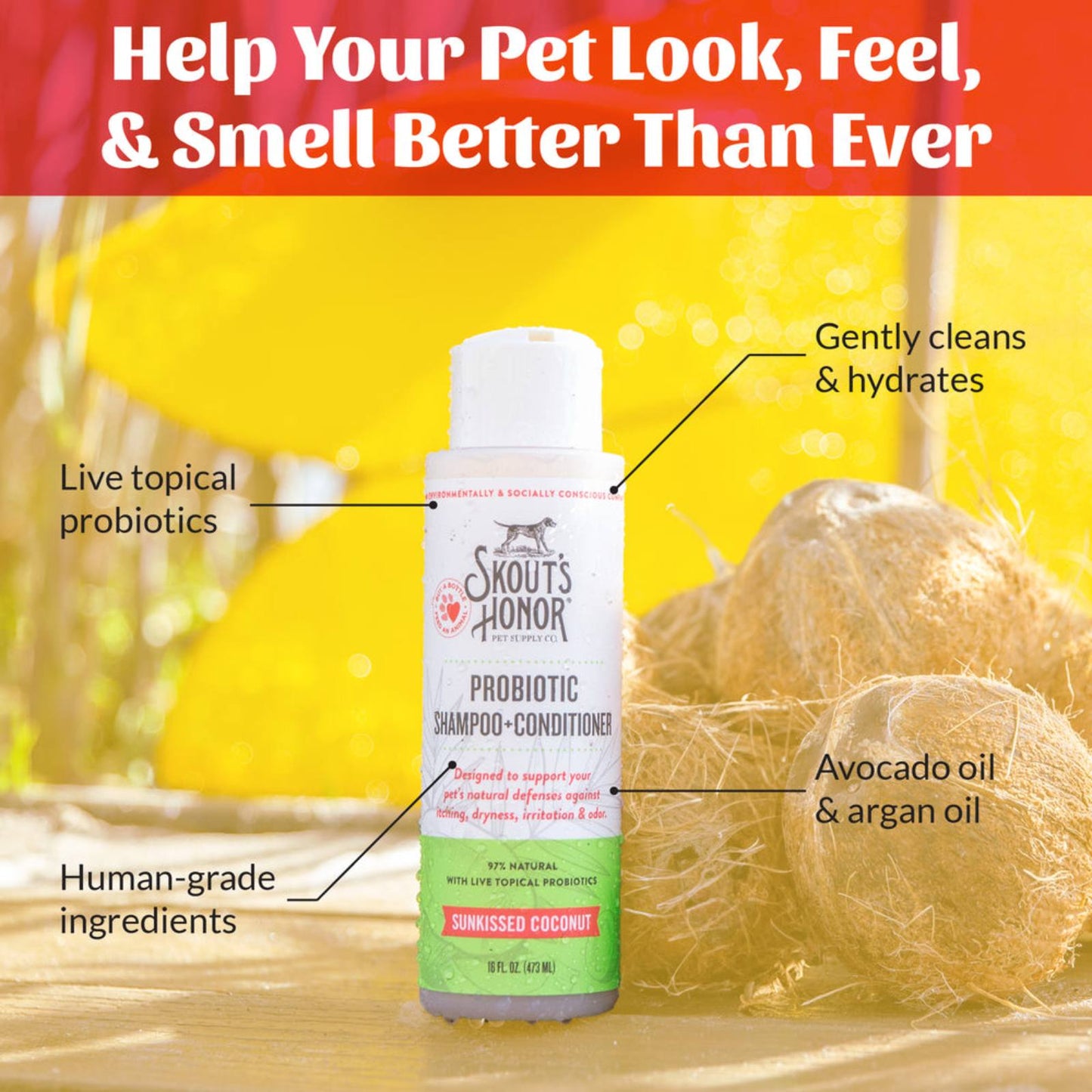 Skout's Honor Probiotic Shampoo and Conditioner Sunkissed Coconut
