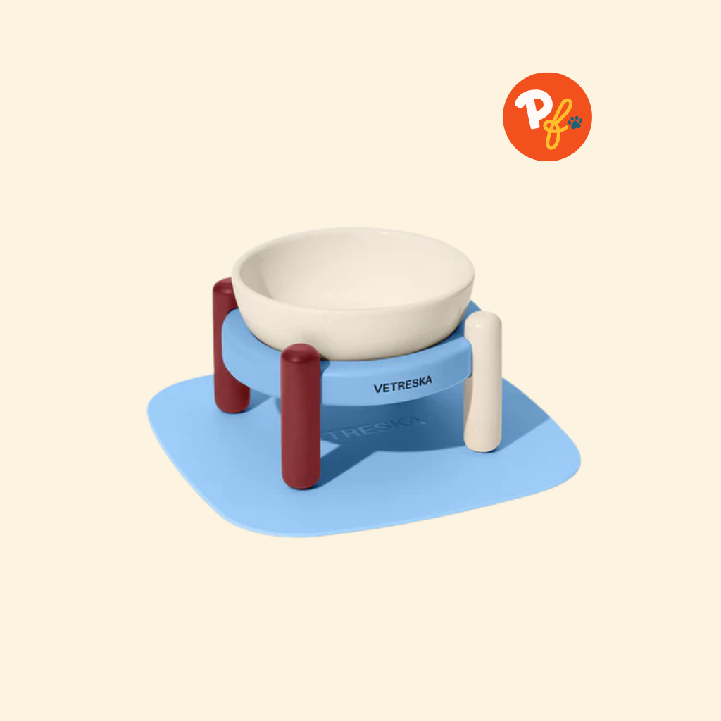Vetreska - Mist and Merlot Pet Bowl and Mat Set