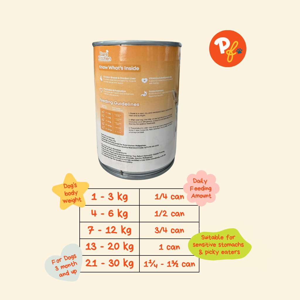 Bare Kitchen Canned Wet Dog Food (Chicken + Carrot)