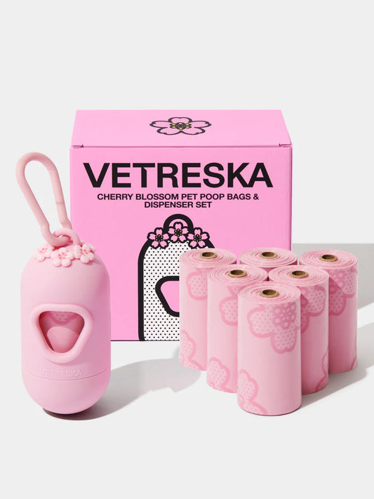 Vetreska - Cherry Blossom Poop Bag Dispenser (with 7 Rolls)