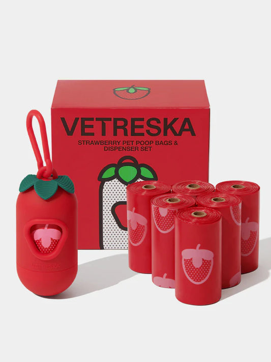 Vetreska - Strawberry Scented Poop Bag Dispenser (with 7 Rolls)